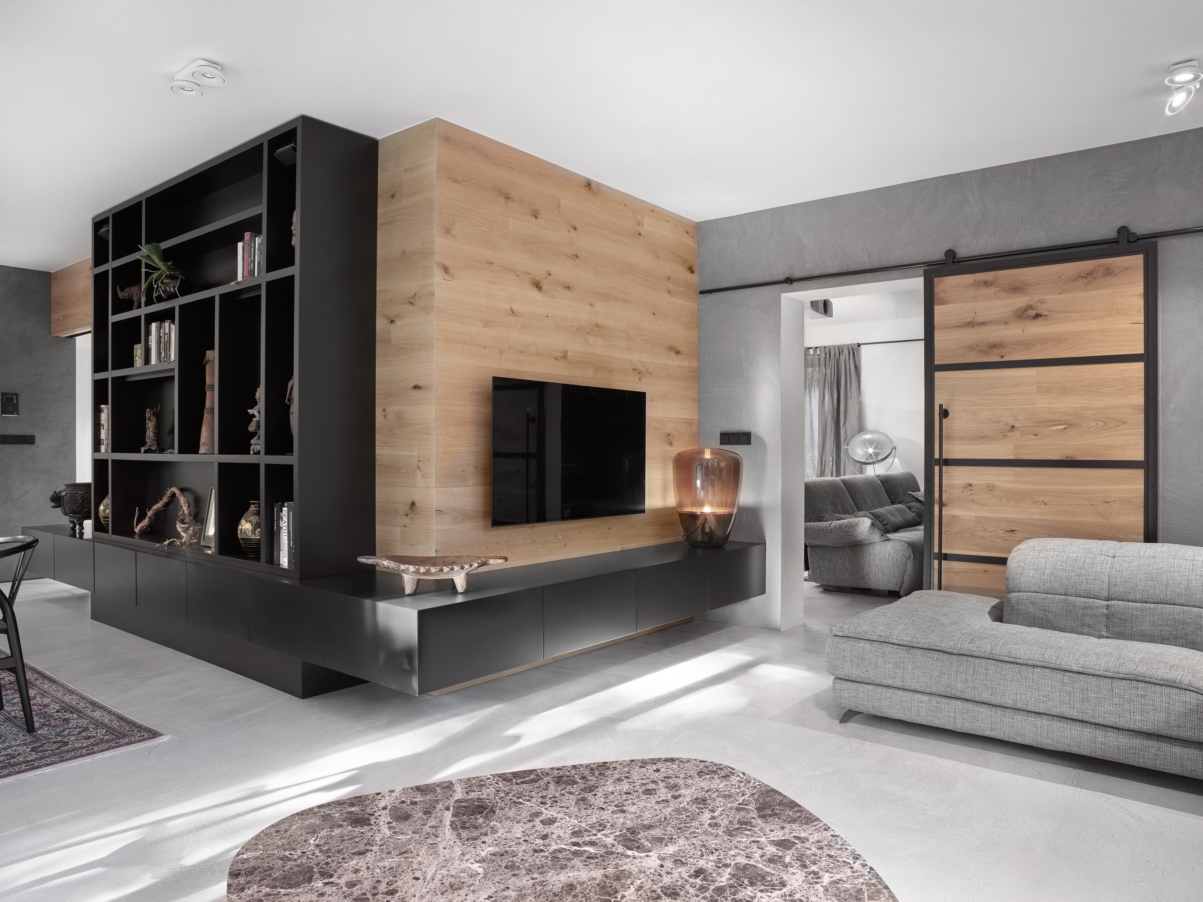 Obrázek - (Galerie) Obývací pokoj s dřevěným obkladem
