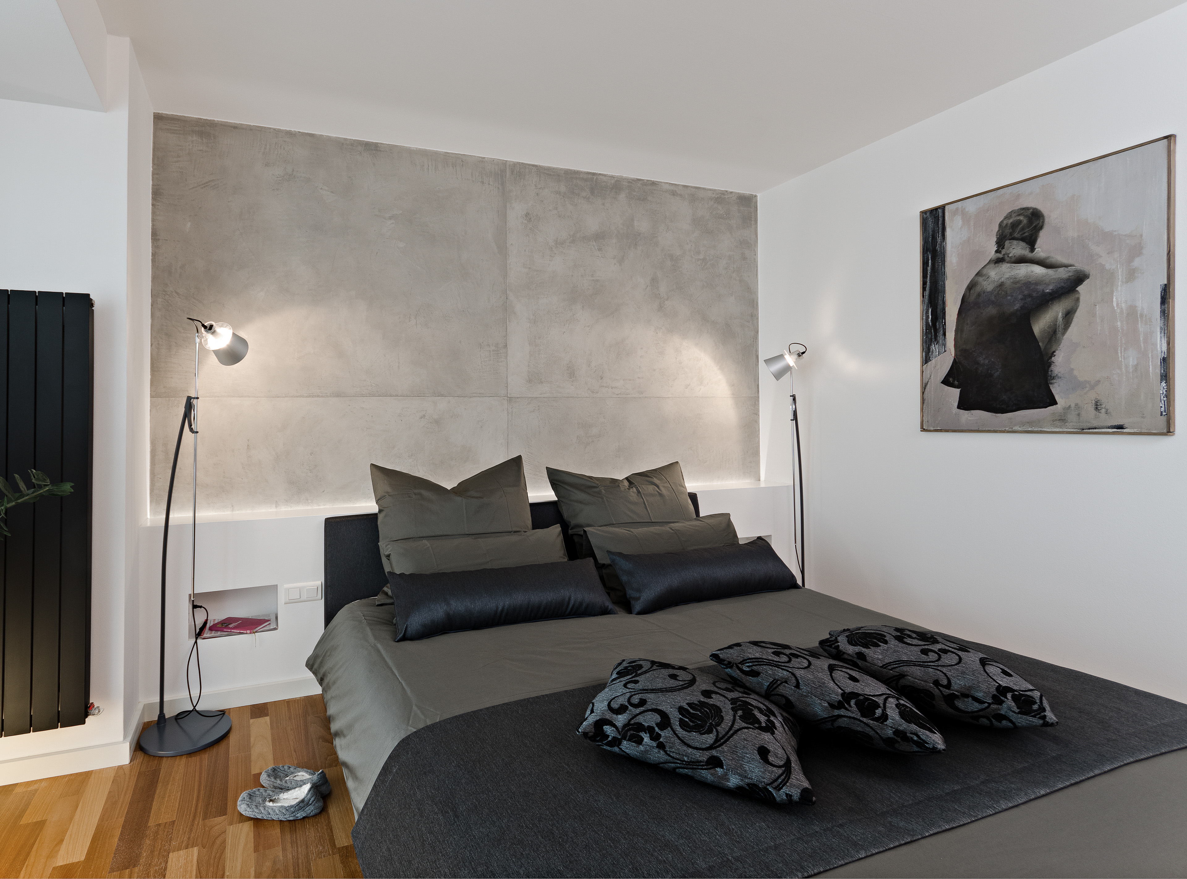 Obrázek - (Galerie) Ložnice s betonovou stěrkou