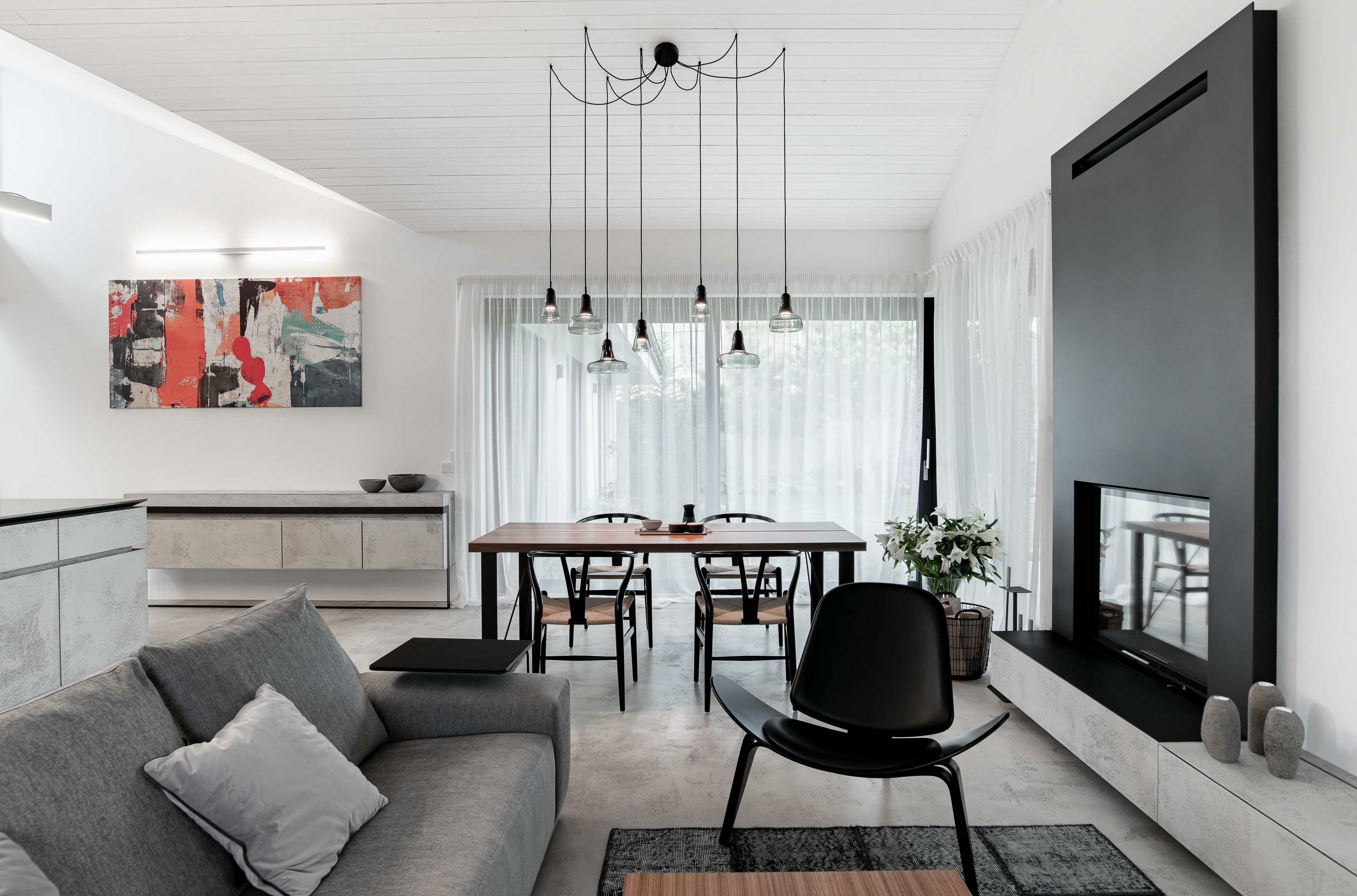 Obývací pokoj s krbem