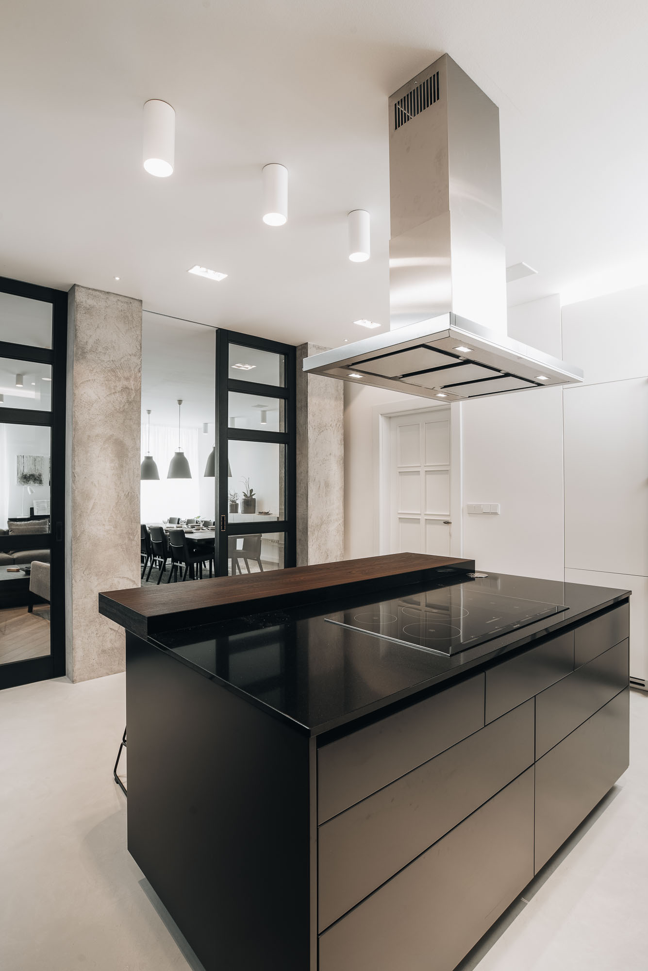 separate kitchen with island in renovated Letná apartment | OOOOX