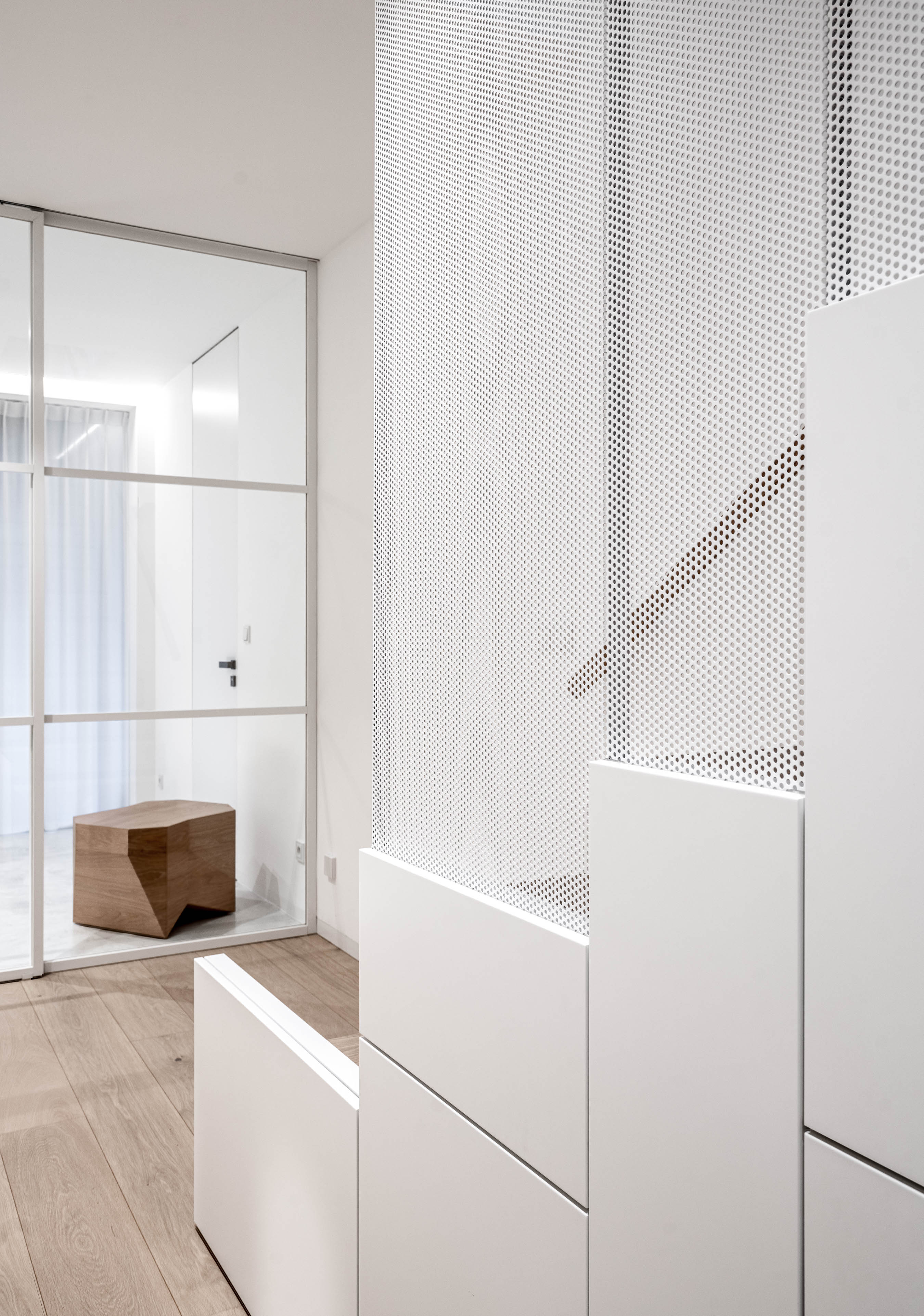 Image - (Gallery) White staircase with perforated sheet metal