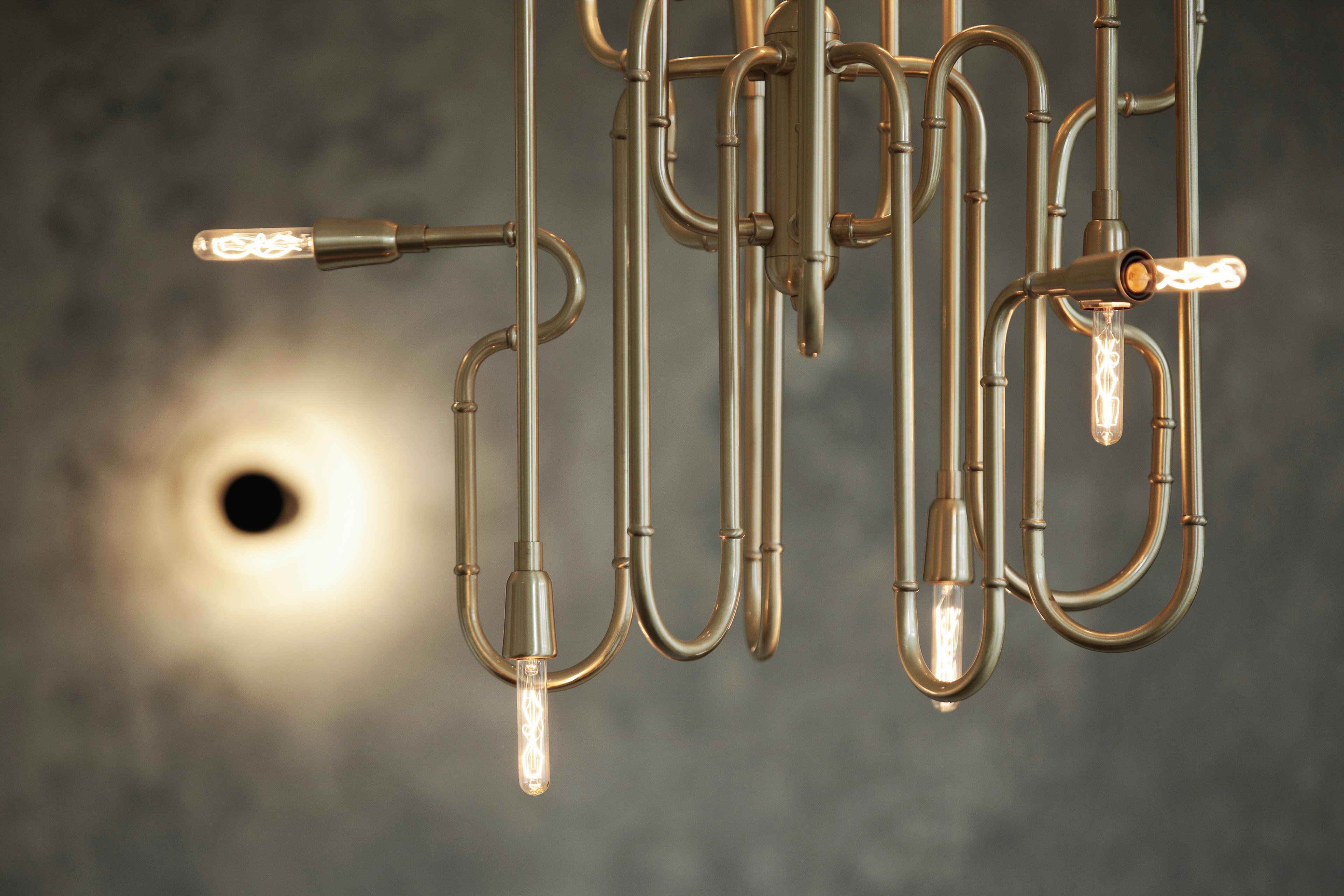 Image - (Gallery) Golden tubular chandelier