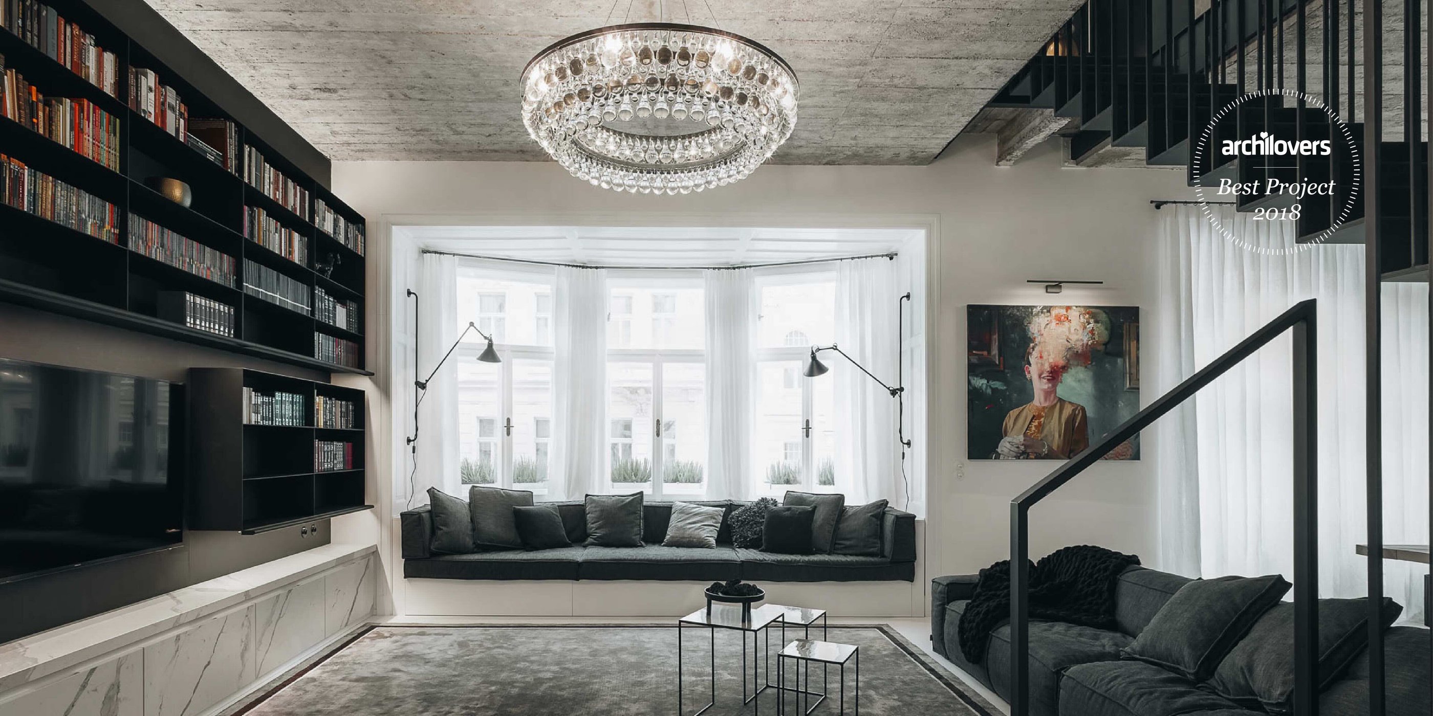 Award badge recognition Old Town duplex apartment renovation historic Prague centre OOOOX